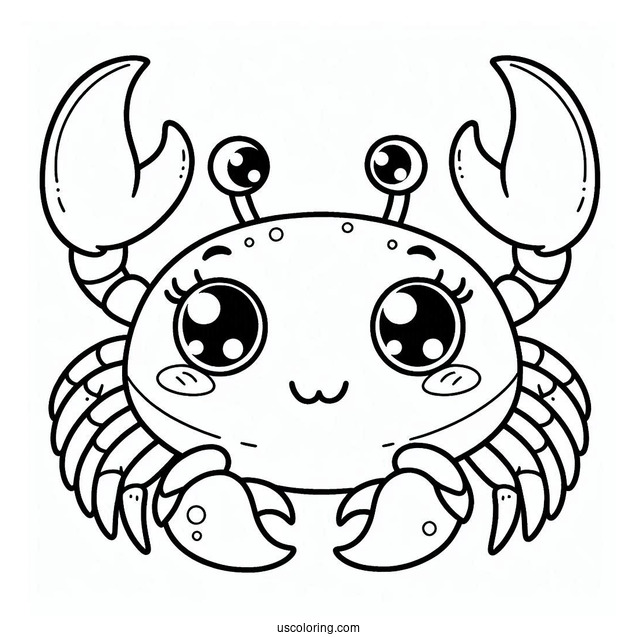 Cute Cartoon Crab Coloring Page Under The Sea For Kids