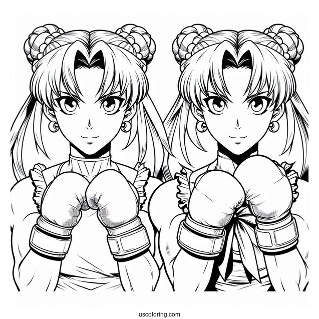 Street Fighter Coloring Page Of Sakura Kasugano Wearing Her Boxing Gloves