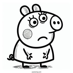 Concerned George Pig Coloring Page