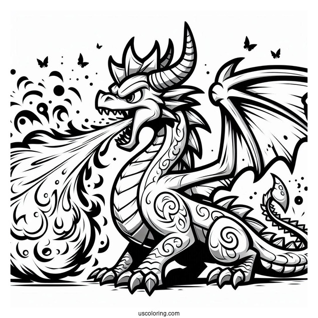 Sypro Coloring Page Massive Ignitus Dragon Breathing Out Fire