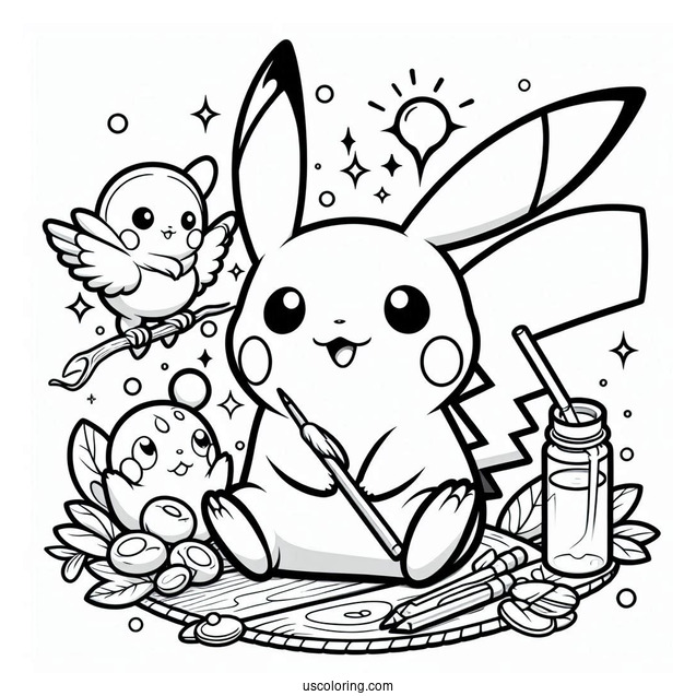 Pokemon With Pikachu To Color
