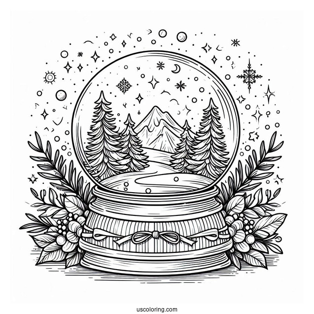 Winter Wonderland Snow Globe Coloring Page For Kids