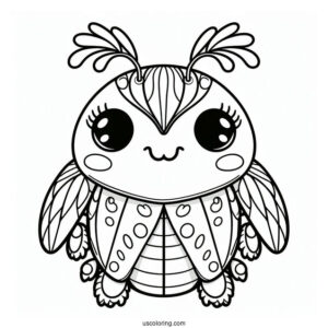 Smiling Beetle Coloring Page For Kids