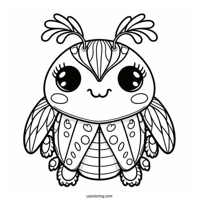 Smiling Beetle Coloring Page For Kids