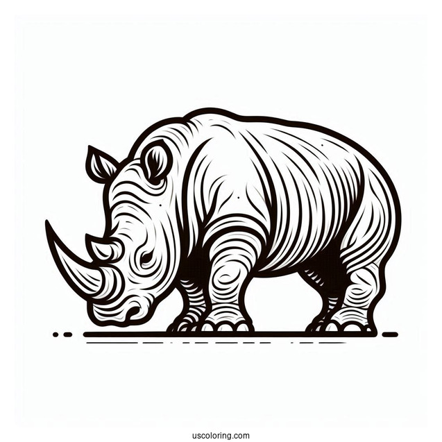 Simple Outline Of a Rhino To Color