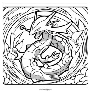 Rayquaza Spiral Rush Pokemon Card Coloring Sheet