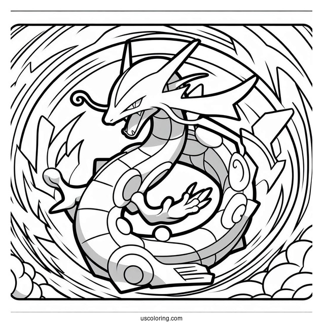 Rayquaza Spiral Rush Pokemon Card Coloring Sheet