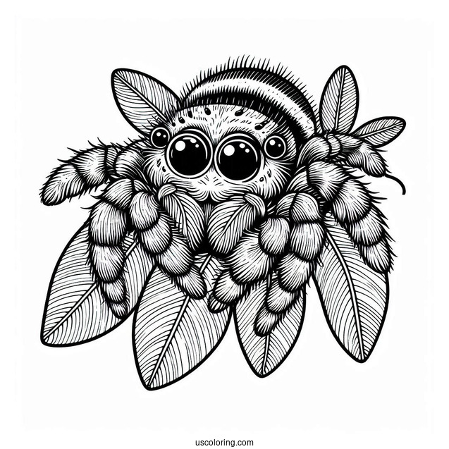 Jumping Spider Sitting On Leaves