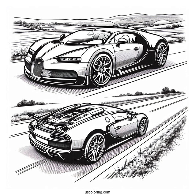 Bugatti Coloring Page EB Concept on the Road