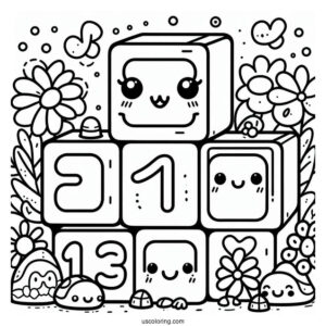 Kawaii Numberblocks Coloring Page 1 For Preschoolers