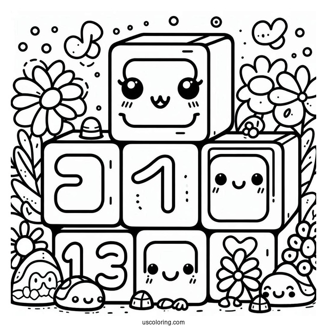 Kawaii Numberblocks Coloring Page 1 For Preschoolers