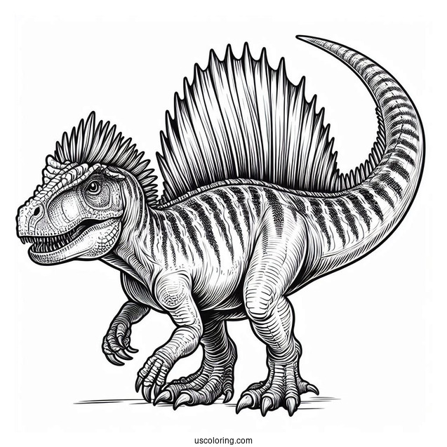 Side View Of Spinosaurus Coloring Page With Sharp Teeth And Claws