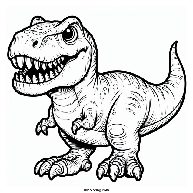 Coloring Sheet Of T-Rex With Sharp Teeth And Big Claws