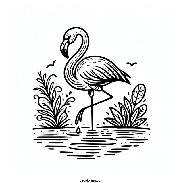 Tropical And Summer Themed Flamingos To Color