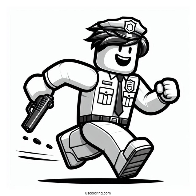 Roblox Man Running From Police Coloring Page