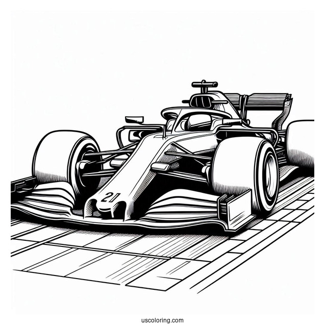 Simple Outline Of F1 Coloring Page Race Car On Track