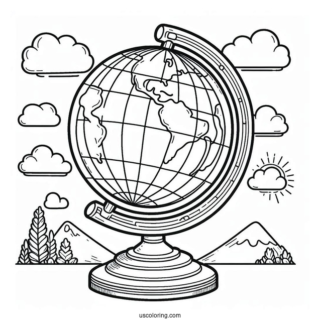 Globe Stand Coloring Page For Kids