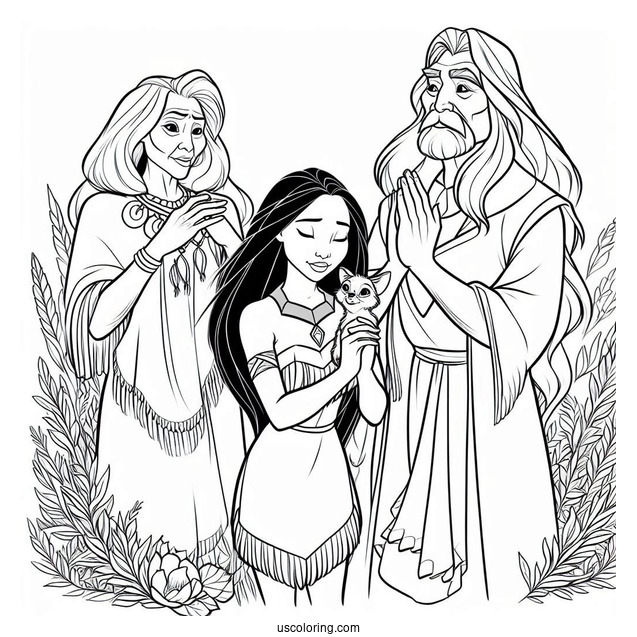 Pocahontas With Grandmother Willow, John Smith, And Meeko