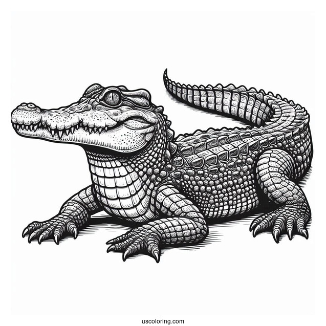 Realistic American Crocodile Coloring Page