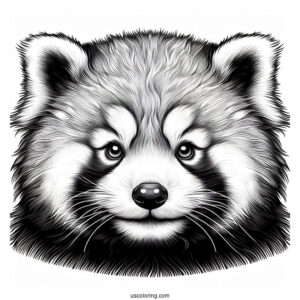 Realistic Red Panda Face Coloring Page