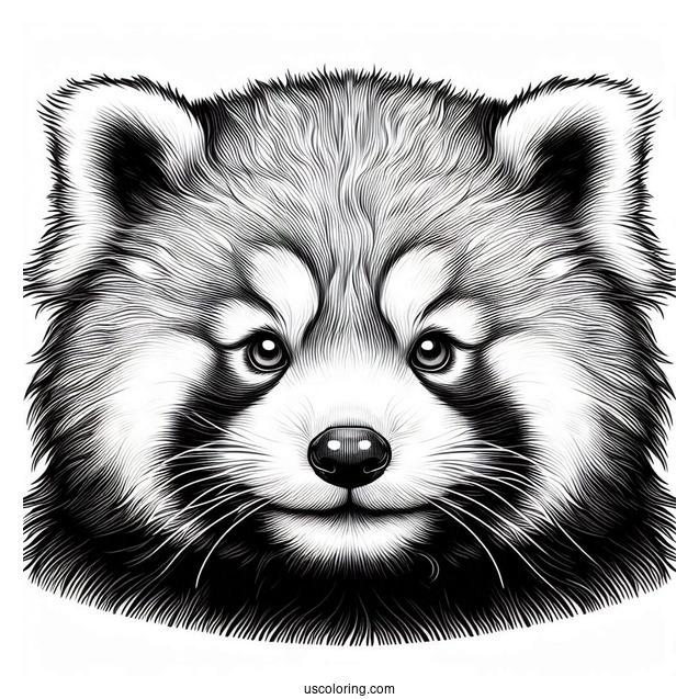 Realistic Red Panda Face Coloring Page