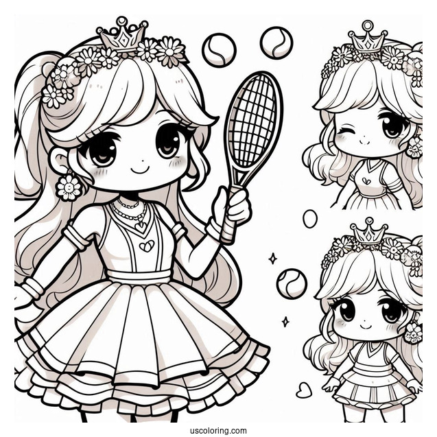 Princess Daisy Coloring Page In Cute Tennis Outfit
