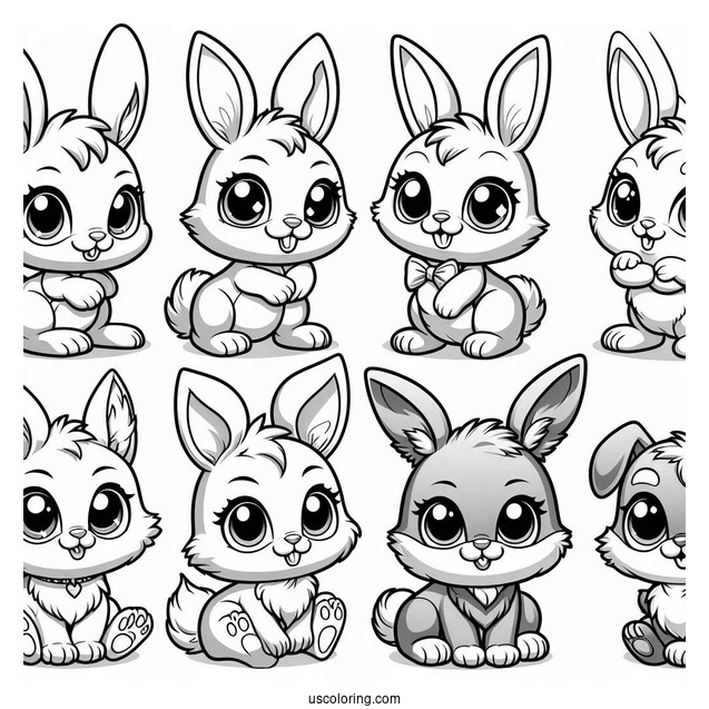 Sunny Bunnies With Hopper, Shiny, Iris, Big Boo, Turbo, And Gray Wolf