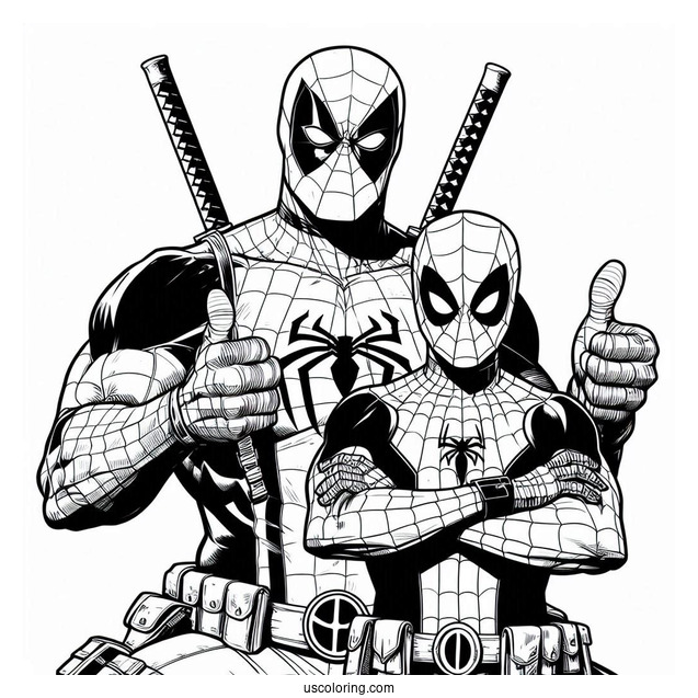 Coloring Page Of Spider Man And Deadpool