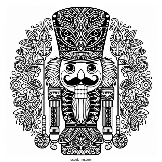 Elaborate Nutcracker Coloring Page Mandala