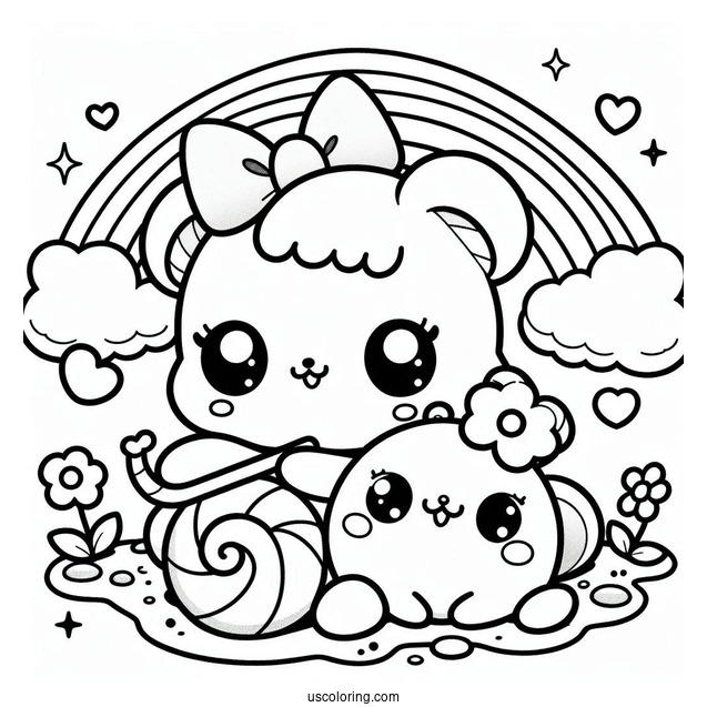 Sweet Pochacco And Pochamii Coloring Page For Kids