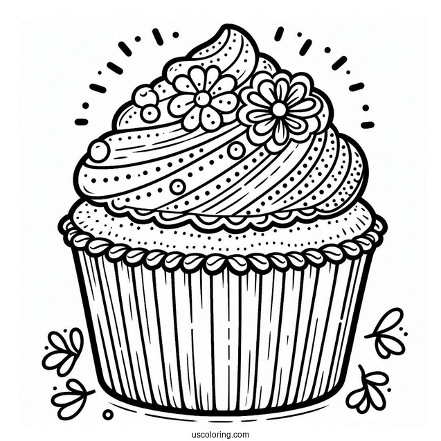 Cupcake With Icing And Sprinkles To Color