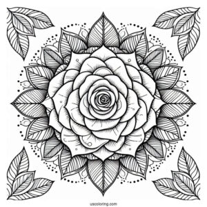 Detailed Rose Mandala For Relaxation