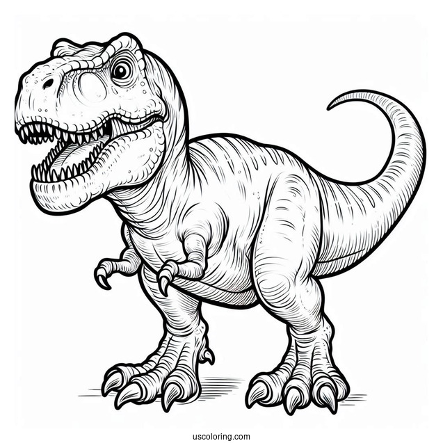 Coloring Sheet Of T-Rex With Sharp Teeth And Big Claws