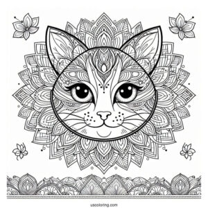 Cat Face Mandala Coloring In