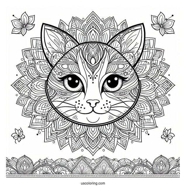 Cat Face Mandala Coloring In