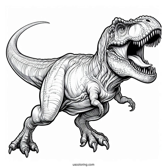 Tyrannosaurus Rex Running With Open Jaw To Color