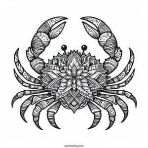 Floral Mandala Crab Coloring Page