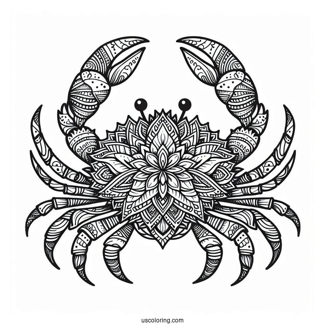Floral Mandala Crab Coloring Page
