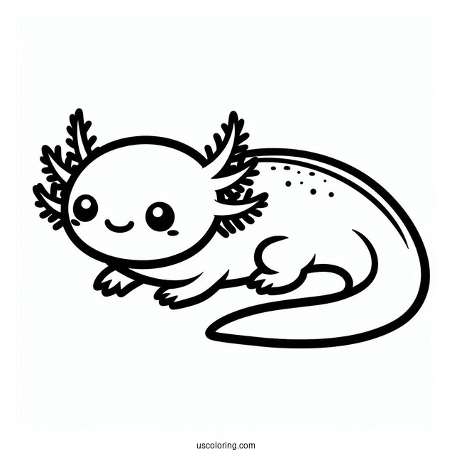 Easy Cartoon Axolotl Coloring Page For Preschoolers