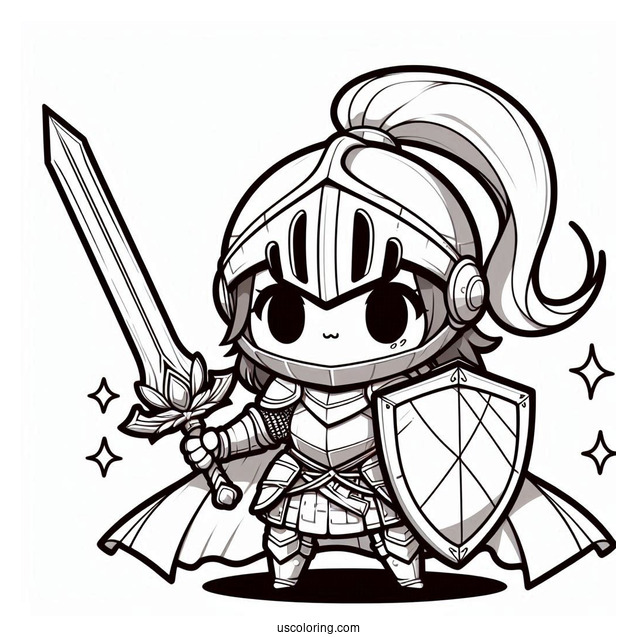 Chibi Knight With Shield And Big Sword