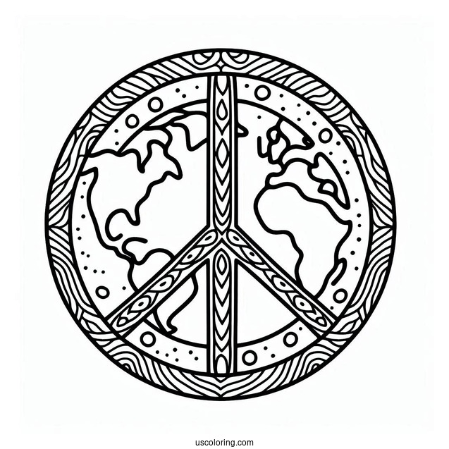 Visualize World Peace Coloring Page With Earth At The Center