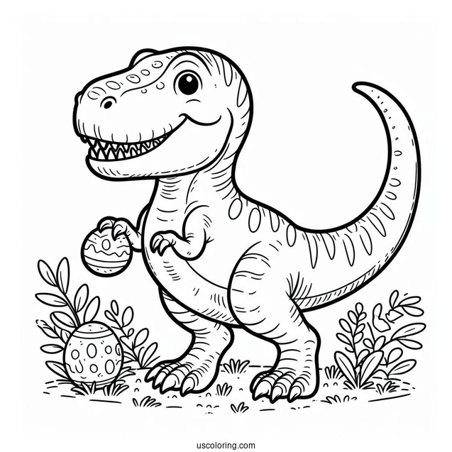 Easy T-Rex To Color For Preschoolers
