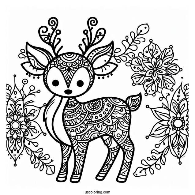 Reindeer Mandala Coloring Sheet For Relaxation