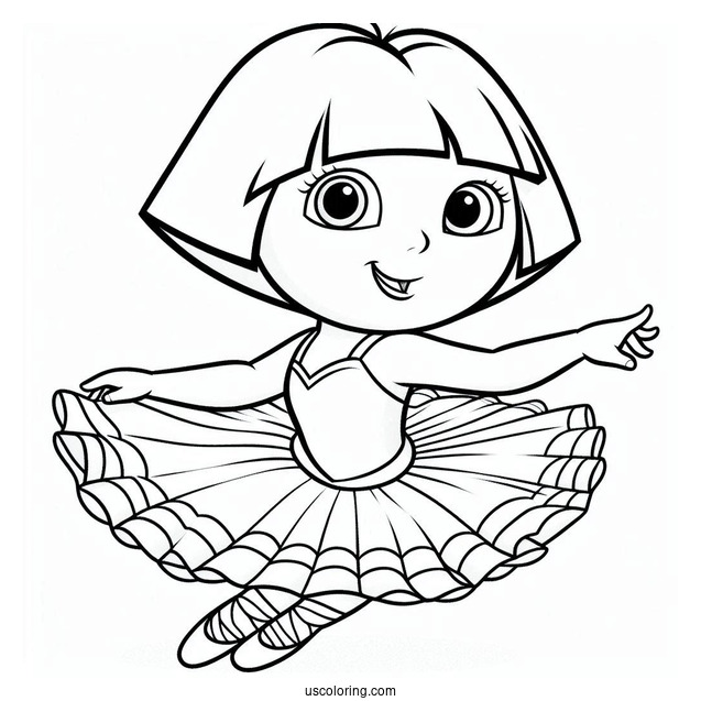 Dora As a Ballerina Coloring Page