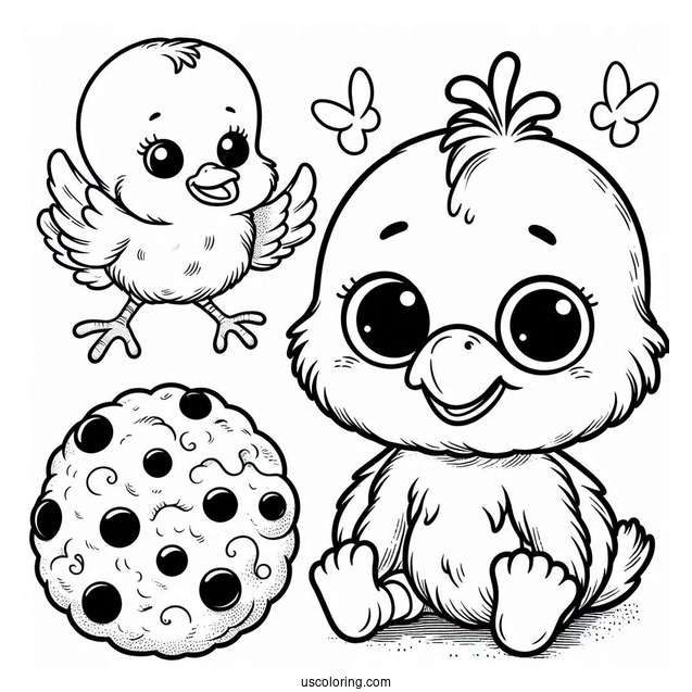 Baby Big Bird, Cookie Monster And Elmo To Color