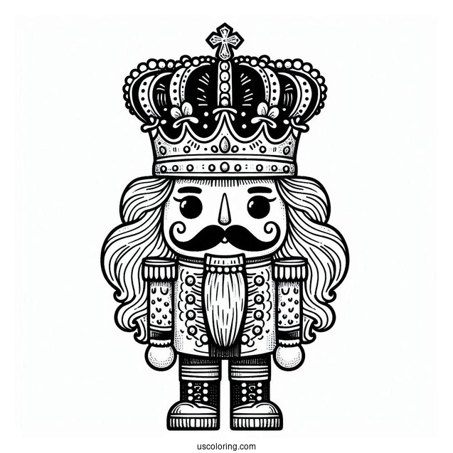 Detailed Nutcracker Coloring Page Wearing A Crown
