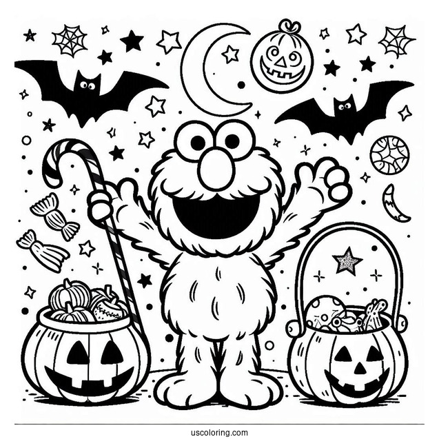 Coloring Page Of Halloween Themed Elmo