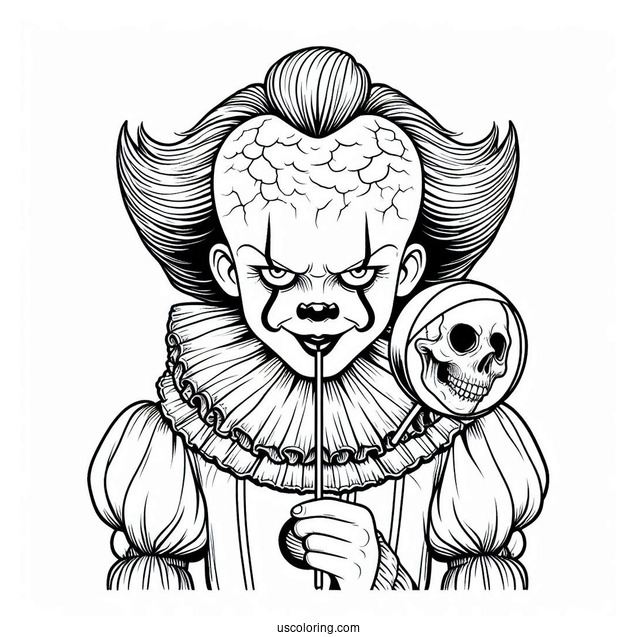 Pennywise Holding A Skull Lollipop Coloring Page