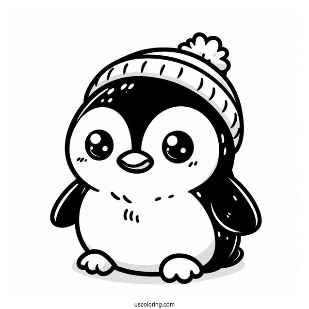 Cute Baby Penguin To Color In For Toddlers