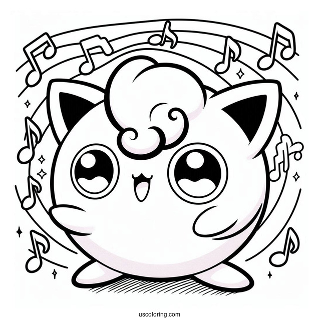 Jigglypuff With Music Notes To Color